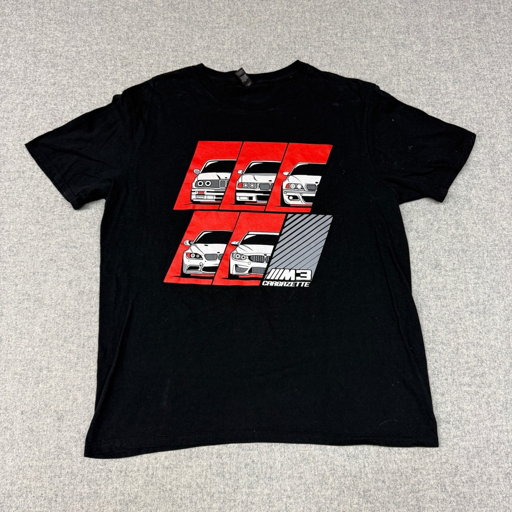 Anvil Cargazette BMW M3 Graphic T-Shirt Large Black Cotton Short Sleeve Tee L